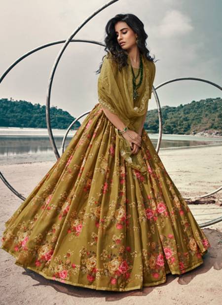 Green Colour Arya Euphoria 6 Exclusive Designer Festive Wear Organza Printed Lehenga Choli Collection 5307